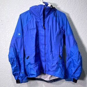 Marmot Precip Rain Jacket Women S Blue Hooded Waterproof Technical Gorpcore Camp